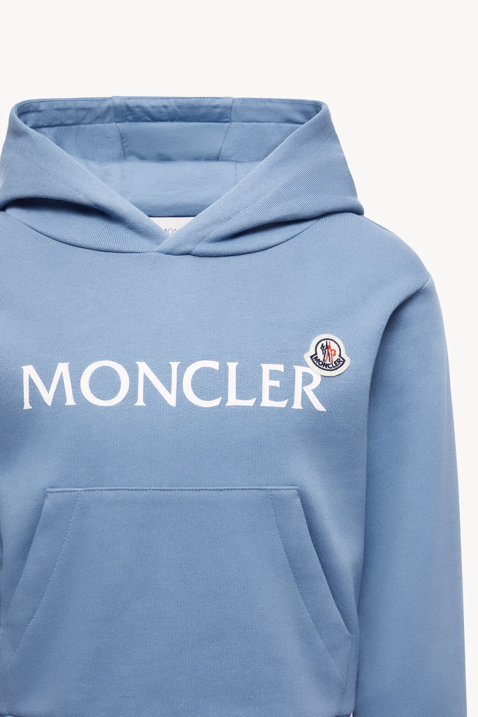 Logo Cotton Hoodie Boy Cobalt Blue Moncler 3